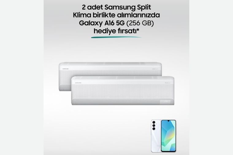 Samsung Split Klimalarda İkili Alımda Galaxy A16 5G Telefon Hediye Fırsatı